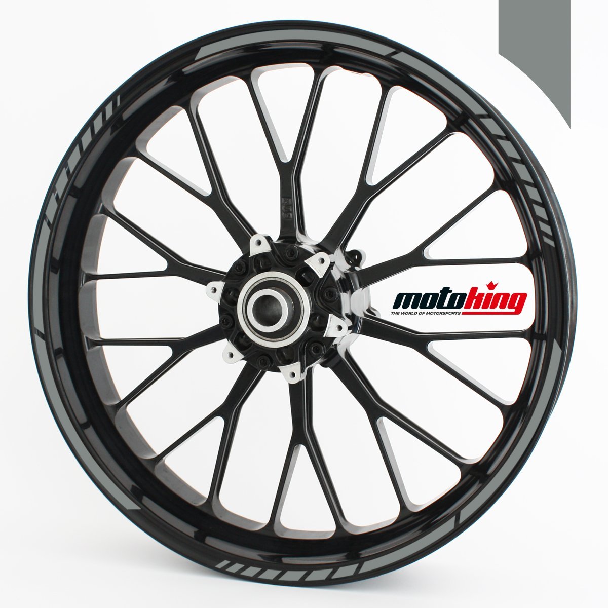 Motoking Felgenrandaufkleber im GP-Design in MATT/für 15" bis 19" / MAUSGRAU MATT von Motoking