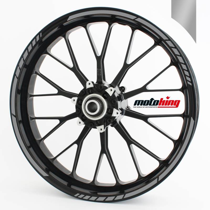 Motoking Felgenrandaufkleber im GP-Design in MATT/für 15" bis 19" / Silber MATT von Motoking