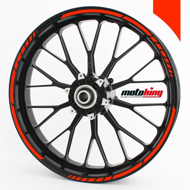 Motoking Felgenrandaufkleber im GP Design in Neonfarben/für 10" bis 14" / NEON ROT von Motoking