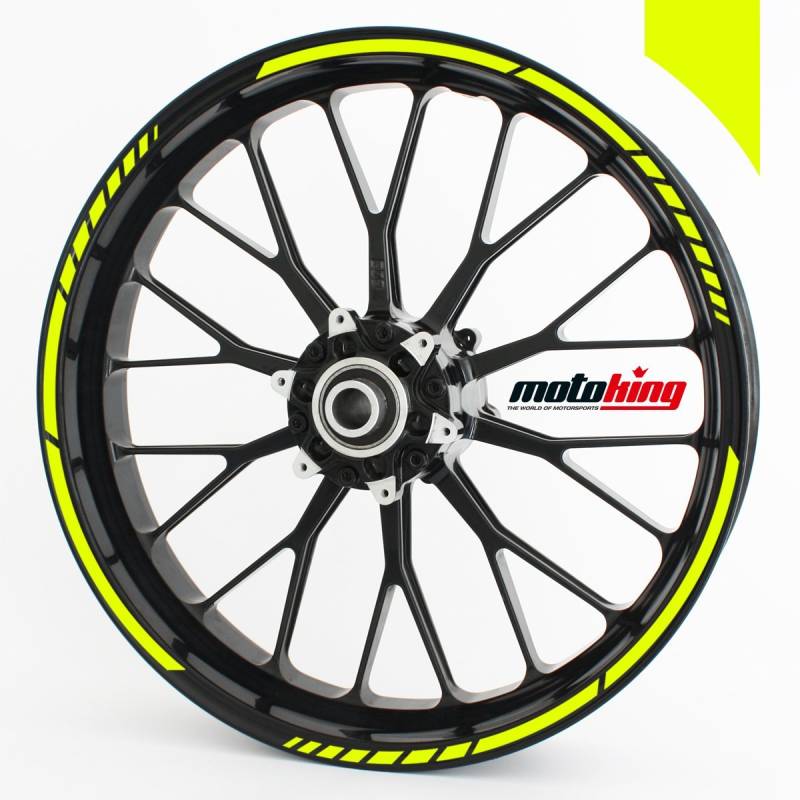 Motoking Felgenrandaufkleber im GP Design in Neonfarben/für 10" bis 14" / NEON GELB von Motoking