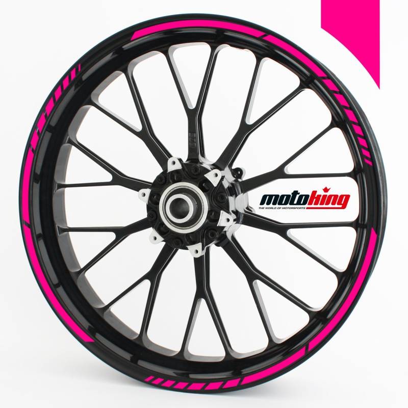 Motoking Felgenrandaufkleber im GP Design in Neonfarben/für 15" bis 19" / NEON PINK von Motoking