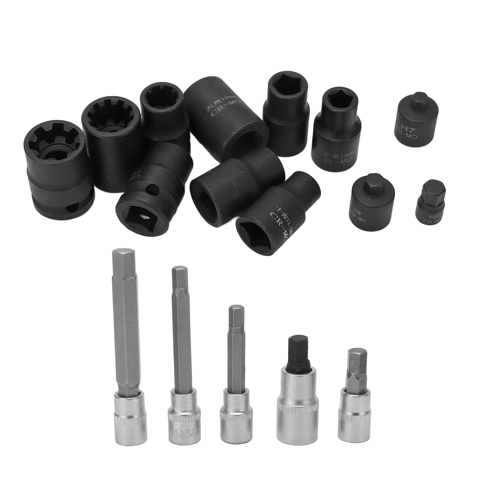 MotorMinds 17-teilige Stecknüsse, Fünfeckige Stecknuss, Gesenkgeschmiedet, Tragbar, Passend für 1/4-Zoll-Antrieb, 9 Mm X 20 Mm, Kurze Stecknüsse von MotorMinds