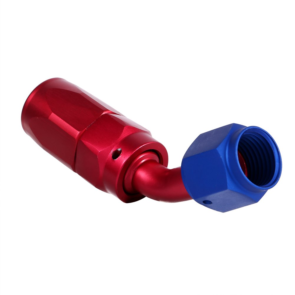 MotorMinds Kraftstoffleitungsschlauchend, An6 Rennöl/Kraftstoffleitungsschlauch Ende Schwenkmännchen Anpassungsadapter Blau Rote Farbe (AN6-45) von MotorMinds