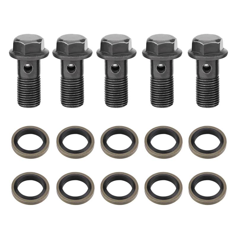 MotorMinds Motorrad Bremshakenschrauben, 5 Stück Motorradhakenschrauben & Unterlegscheiben für Bremssattel Hauptzylinder M10 x1.25/M10 * 1.0mm (M10 × 1 mm) von MotorMinds