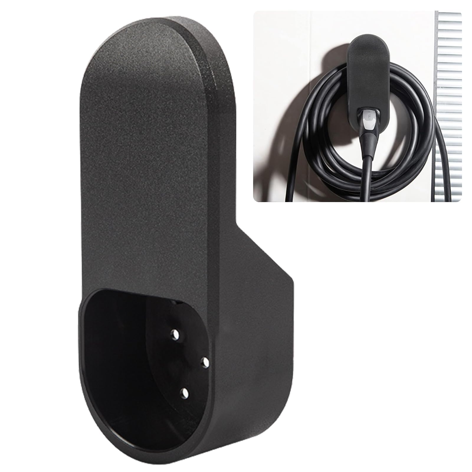 MotorMinds Wallbox Ladekabel Typ 2 Wandhalterung, Ladekabel Typ 2 Wandhalterung, ABS Halterung typ 2 EV Wandhalterung mit 13 Schrauben für Model 3 Model X Model S Model Y (Schwarz) von MotorMinds