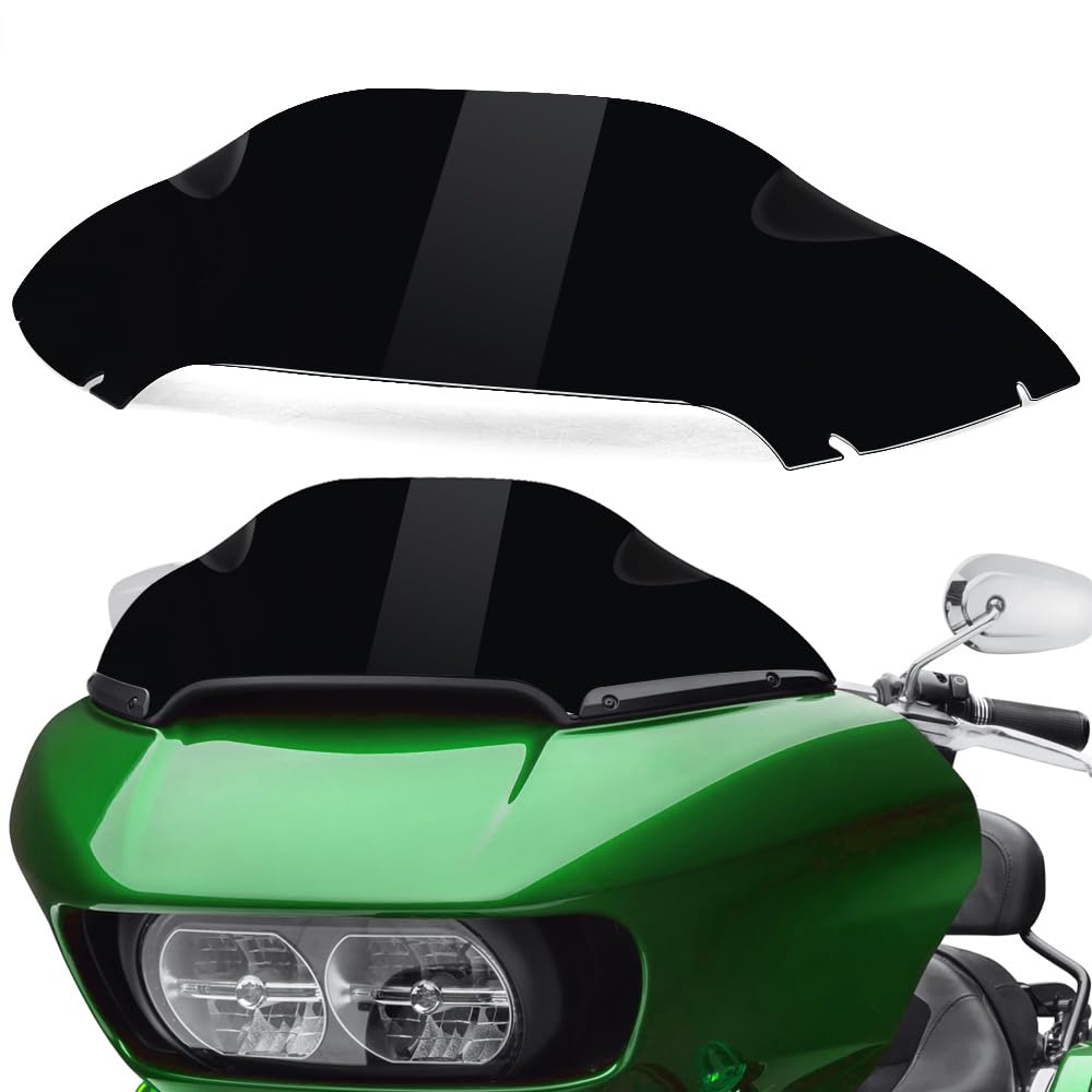 20,3 cm (8 Zoll) Wave Windschutzscheibe Windsplitter passend für Harley Davidson Touring Road Glide FLTR 2015-2023 2016 2017 2018 2019 2020 2021 2022 (schwarz) von Motorfish