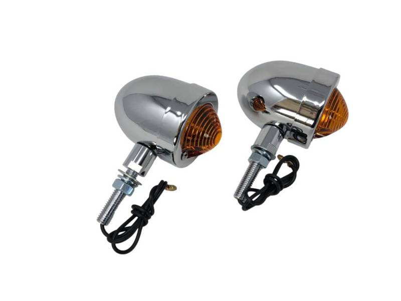 Highway Hawk Blinker Bullet Light Amber klein Chrom M8/ 12V21W (2 Stück) von Motorrad Burchard