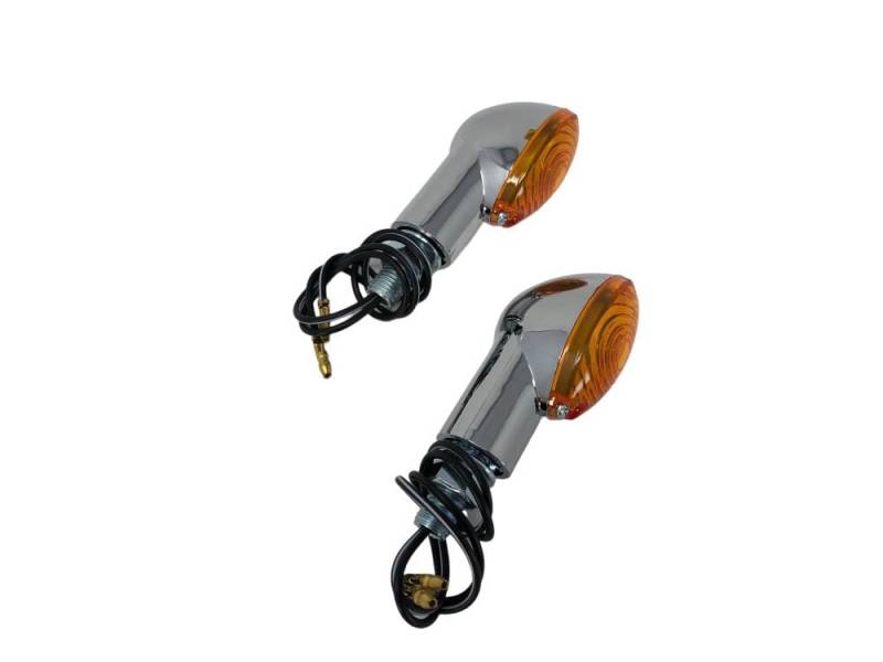 Highway Hawk Blinker Set Medium Cateye Amber Chrom / M10 Gewinde/ 12V23W (2 STK) von Motorrad Burchard