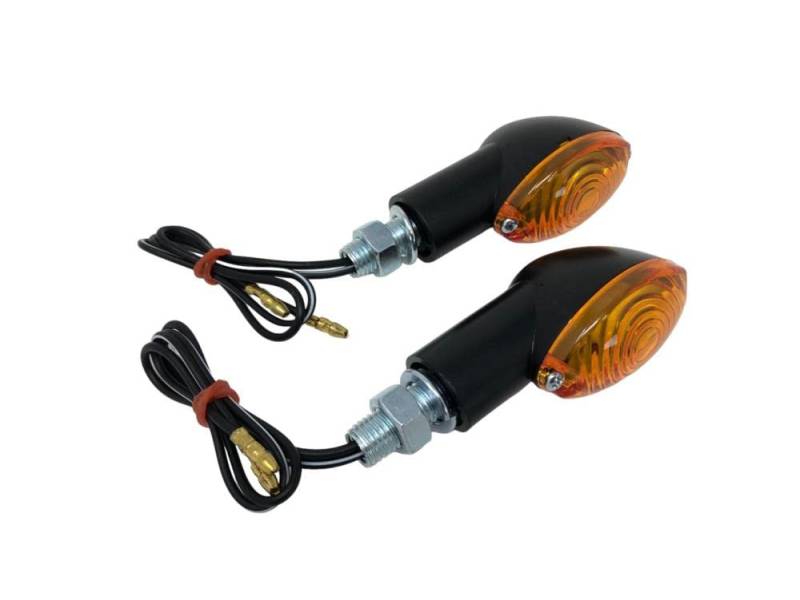 Highway Hawk Blinker Set Medium Cateye Amber schwarz / M10 Gewinde/ 12V23W (2 STK) von Motorrad Burchard