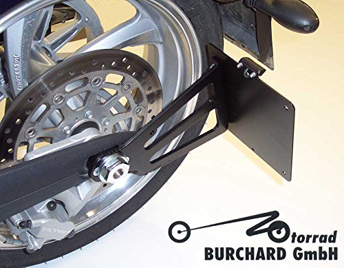 Seitlicher Kennzeichenhalter Victory Hammer schwarz matt mit TÜV Teilegutachten von Motorrad Burchard