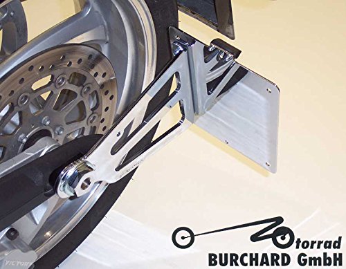 Seitlicher Kennzeichenhalter Victory Hammer verchromt mit TÜV Teilegutachten von Motorrad Burchard