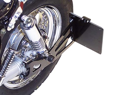 Seitlicher Kennzeichenhalter kompatibel für Yamaha XV 535-1100 Virago schwarz mit TÜV Kennzeichengröße Deutschland von Motorrad Burchard