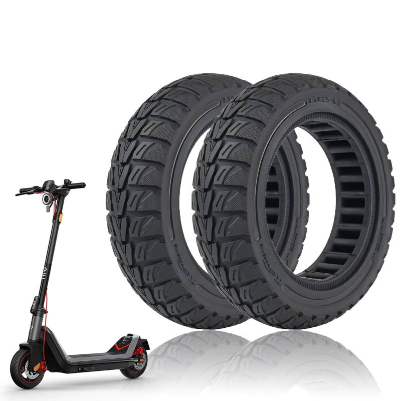 MotuTech 9,5 x 2,5 – 6,1 Reifen ohne Reifen für NIU KQi3 KQi3 Sport KQi3 Pro KQi3 Max Scooter, pannensicher, rutschfest, elektrisch (2, Schwarz) von MotuTech