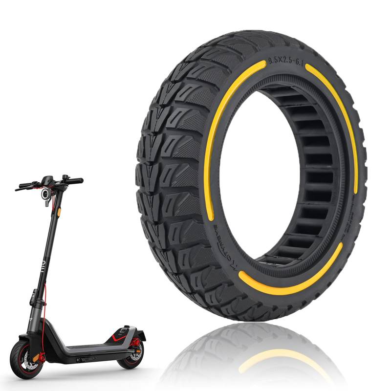 MotuTech 9,5 x 2,5 – 6,1 Reifen ohne Reifen für NIU KQi3 KQi3 Sport KQi3 Pro KQi3 Max Scooter, pannensicher, rutschfest, elektrisch (1, gelb) von MotuTech