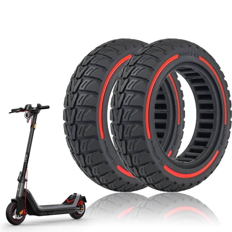 MotuTech 9,5 x 2,5 – 6,1 Reifen ohne Reifen für NIU KQi3 KQi3 Sport KQi3 Pro KQi3 Max Scooter, pannensicher, rutschfest, elektrisch (2, Rot) von MotuTech