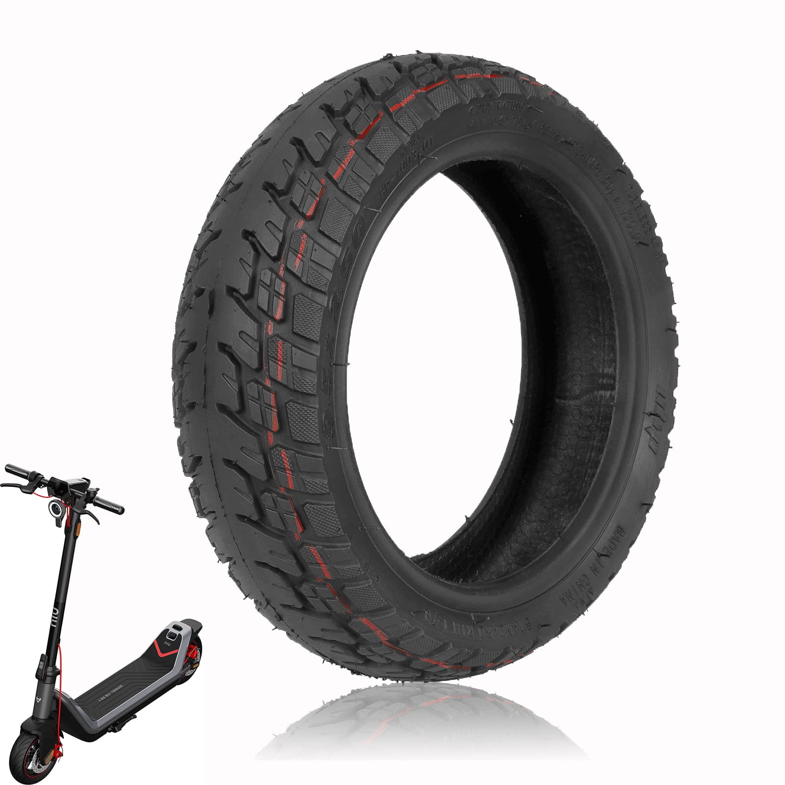 MotuTech 9,5 x 2,50 Tubeless Offroad-Reifen für Niu KQI3 Elektroroller hinten vorne AT Tyre Off Road 9,5 Zoll rutschfest Reifen ohne Schlauch (1 Stück) von MotuTech