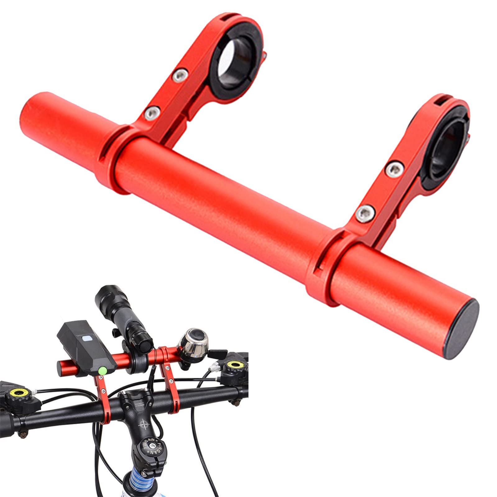 MotuTech Lenker Extender Fit für Xiaomi M365 für Segway NineBot ES1 ES2 Scooter Bike Fahrrad Motorrad Verlängerung Lenker Zubehör Montage Telefon Halterung Licht Stoppuhr (Rot) von MotuTech