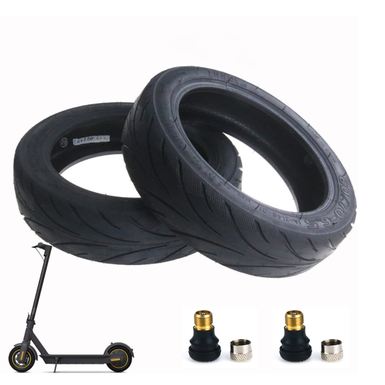 MotuTech Tubeless Reifen mit Ventil 60/70-6.5 für Segway Ninebot G30 Max Roller Elektroroller Hinten Vorne rutschfeste Tubeless Dämpfungsreifen (2 Pieces) von MotuTech