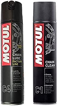 2er-Pack Reinigungs- und Schmierspray Motul C1 und Motul C4, 400 ml, speziell für die Straße von Motul