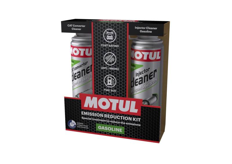 MOTUL Emission Reduction KIT Gasoline Motorsytemreiniger Benzinmotoren Reinigungsadditive Motorpflege Benzin Reinger für Injektor + Katalysator 2x 300 ml SET von Motul