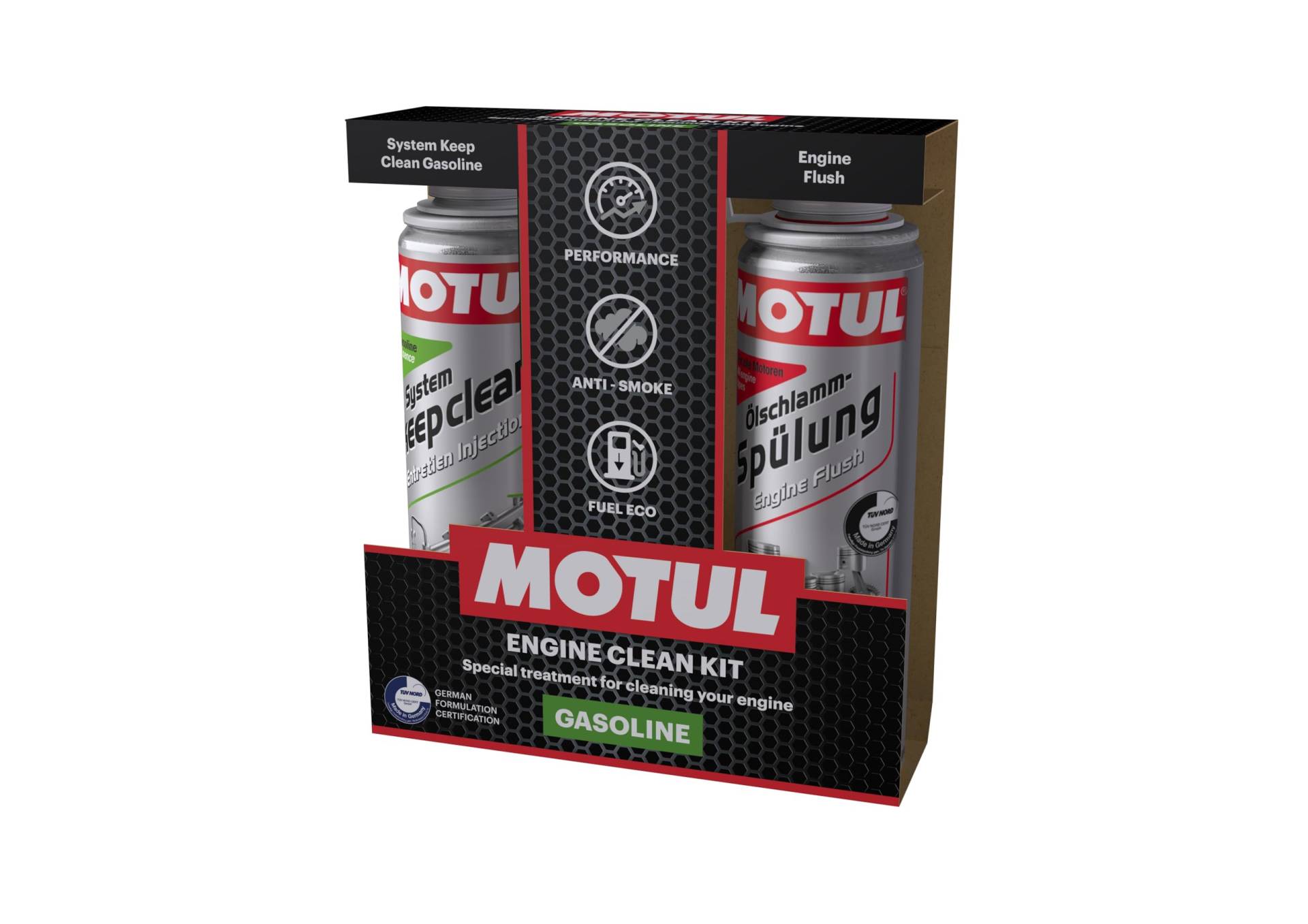 MOTUL Engine Clean KIT Benzin System Pflege + Ölschlammspülung Systemreiniger | 2 x 300 ml SET | Motorreinigung Reinigungsadditive für Benzinmotoren Motorsystempflege Benzin von Motul