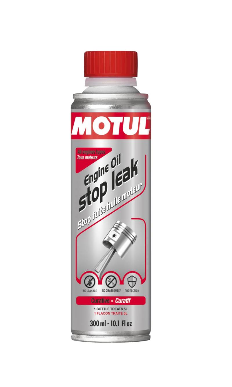 Motul Anti-Ölverlust-Additiv für den Motoröl-Kreislauf, Stoppt Ölverlust, Beseitigt Mikro-Leckagen, Undichtigkeiten und Schwitzen, Geeignet für alle Motoröle, Engine Oil Stop Leak, 300 ml von Motul