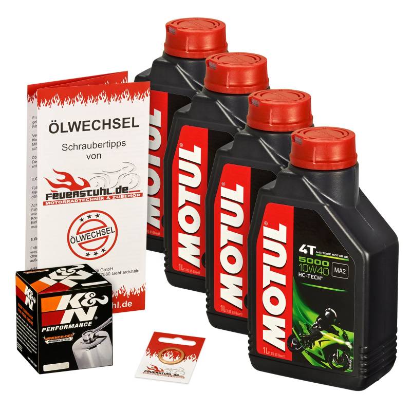 Motul 10W-40 Öl + K&N Ölfilter VTX 1800 C, 02-06, SC46 - Ölwechselset inkl. Motoröl, Chrom Filter, Dichtring von Motul
