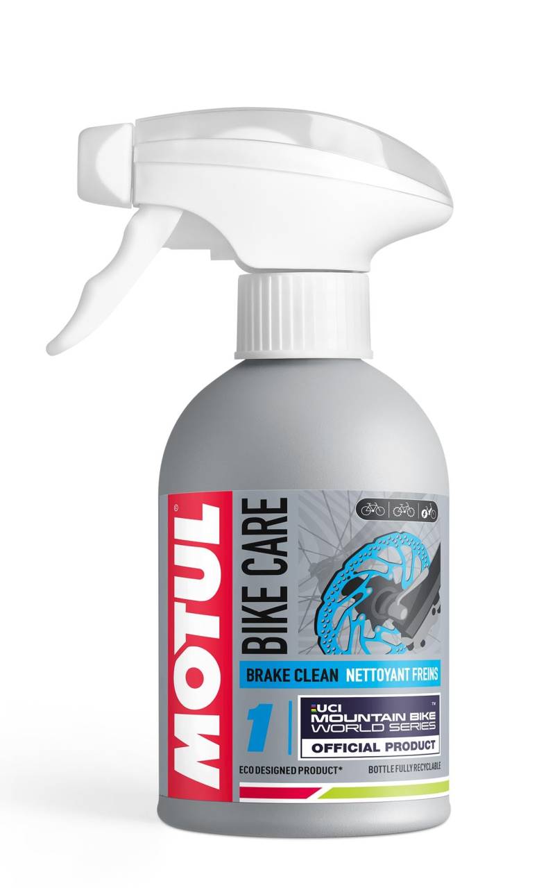 Motul Bremsenreiniger für Offroad-Fahrrad-Bremsen, Spray, Leistungsstarker lösungsmittelfreier Entfetter, Für Scheiben und Beläge, Schnell trocknend, VOC-frei, Bike Care Brake Clean Off Road, 300 ml von Motul