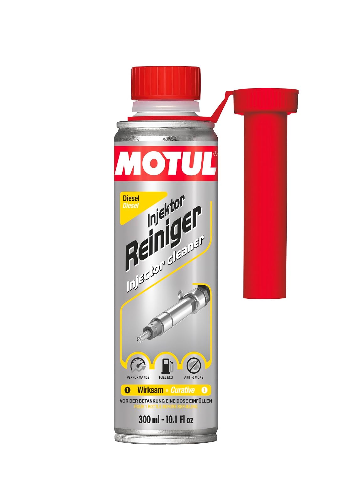 MOTUL 300 ml Injektor Reiniger Diesel Additiv Injektorreiniger Kraftstoffsystem | 110673 | Entfernt Ablagerungen in Kraftstoffsystem, den Injektoren und im Brennraum von Motul