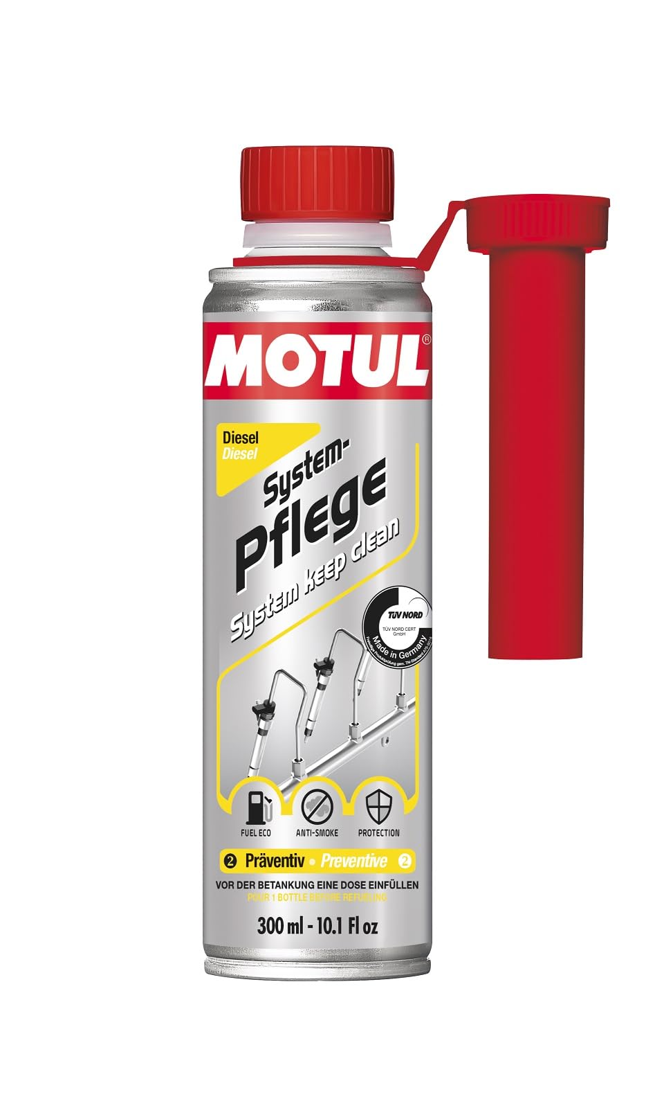 MOTUL 300 ml Diesel System Pflege Motorpflege Kraftstoffzusatz Systempflege | 110674 | Entfernt Ablagerungen im Kraftstoffsystem, Injektoren und Einlassbereich des Brennraums von Motul