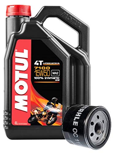 Motul Duo Motorrad Ölwechsel Service 7100 4T 15W-50 Synthetik 4 Liter + OC11 Ölfilter von Motul