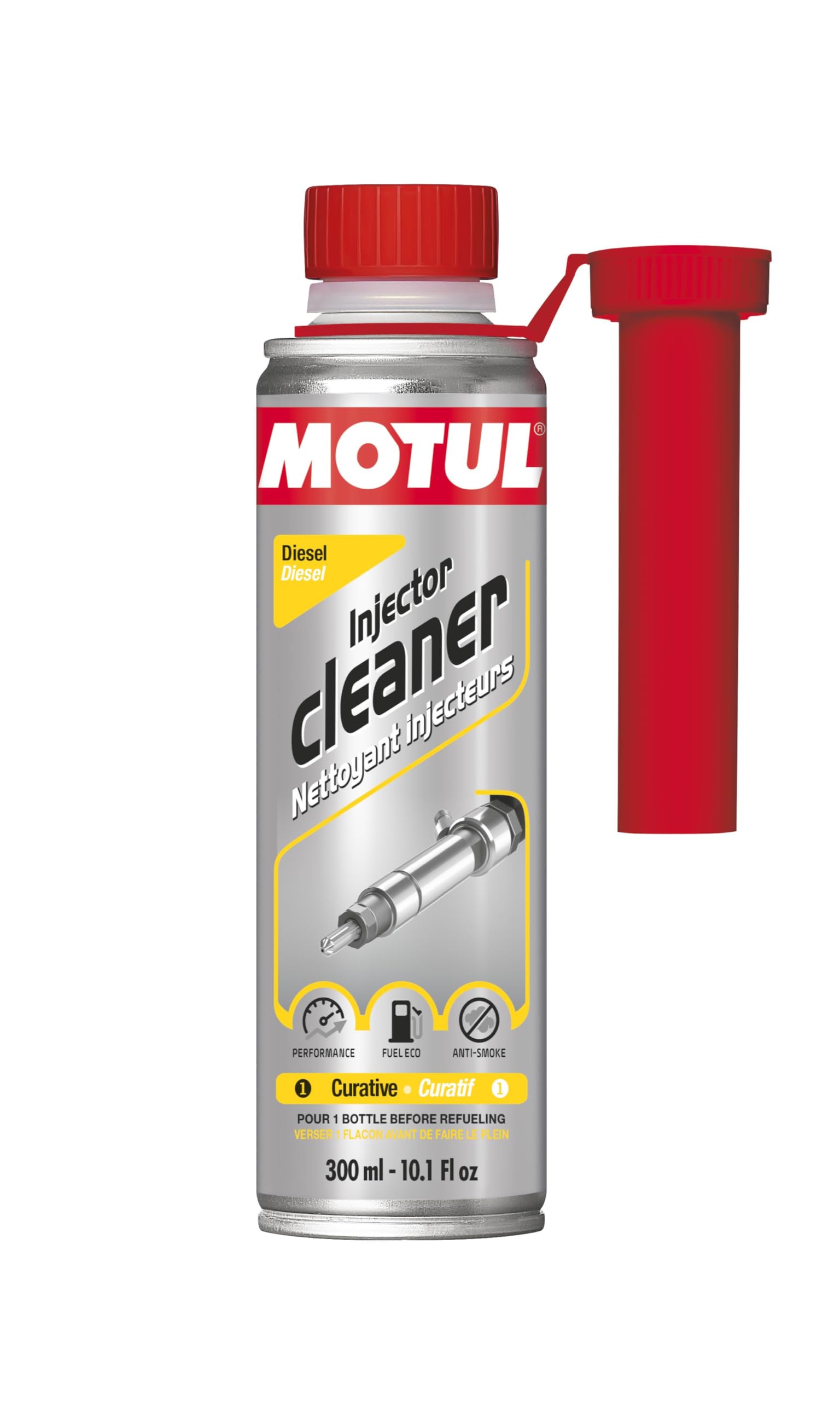 Motul Injektor-Reiniger Diesel, Reinigungs-Additiv für Einspritzdüsen und Kraftstoffsysteme von Diesel-Motoren, Mehr Leistung, weniger Verbrauch und Emissionen, Injector Cleaner Diesel, 300 ml von Motul