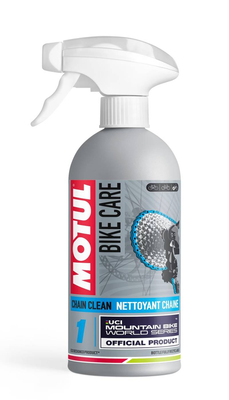 Motul Offroad-Fahrrad-Kettenreiniger, Lösungsmittelfreier Entfetter, Schützt und bereitet auf die Schmierung vor, Geeignet für alle Fahrradketten, VOC-frei, Bike Care Chain Clean Off Road, 500 ml von Motul