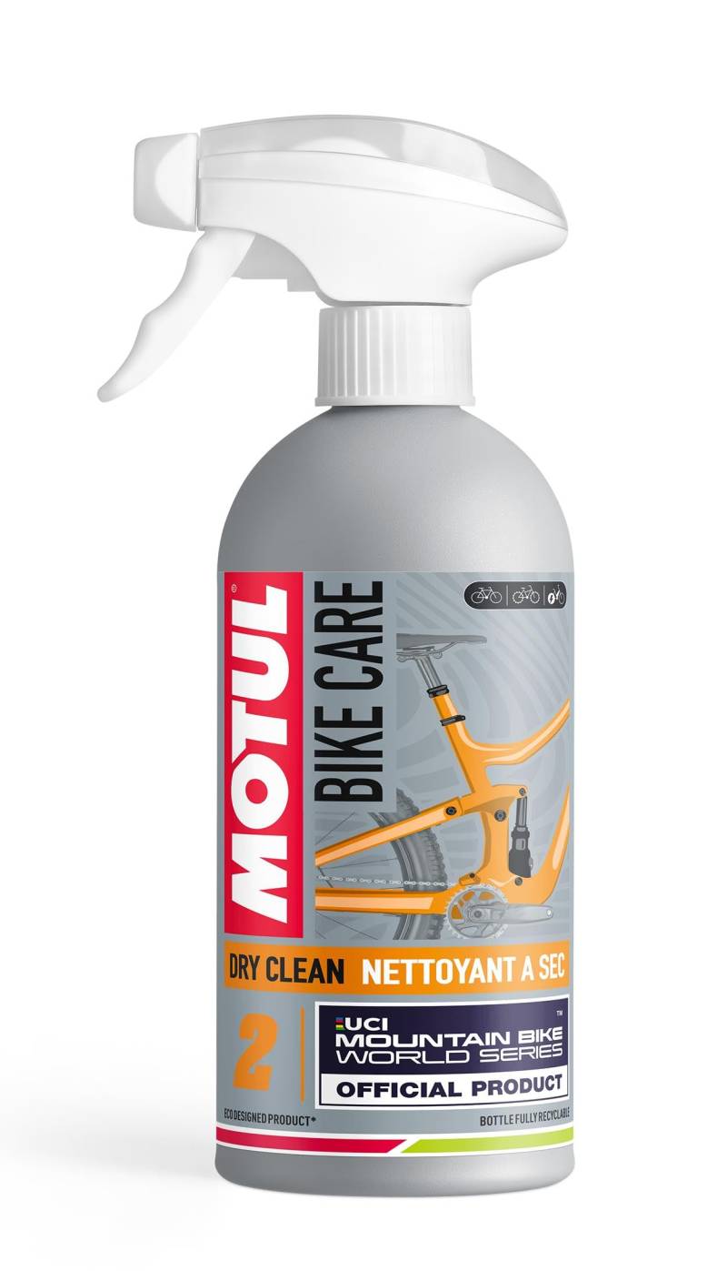 Motul Wasserfreier Reiniger für Offroad-Fahrräder, Trockenreinigung, Für alle Oberflächen inkl. Kohlefaser, Schnell trocknend, Ohne Lösungsmittel, Silikon, VOC, Bike Care Dry Clean Off Road, 500 ml von Motul