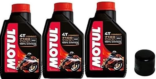 Wartungsset Motorrad 3 Liter Öl Motul 7100 10W30 + Filter 204 von Motul