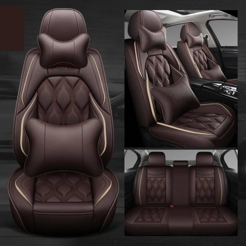 MounSgk Autositzbezüge passend für Dacia Jogger Extreme/Logan MCV/Duster Nova 3D All Inclusive Leder 5 Seat Auto Sitzbezug Zubehör, Kaffee Luxus von MounSgk