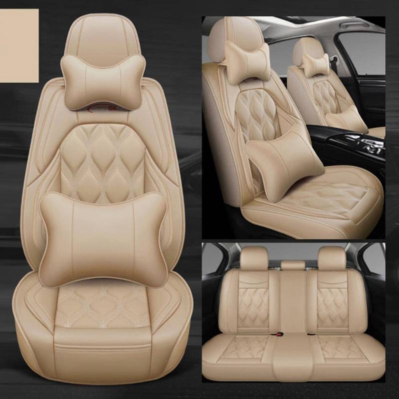 MounSgk Autositzbezüge passend für Volvo Coupe XC90 V60 V90 You V50 V70 C40 XC40 S80 C30 C70 3D All Inclusive Leder 5-Sitzer-Autositzbezug, Zubehör, Beige Luxus von MounSgk