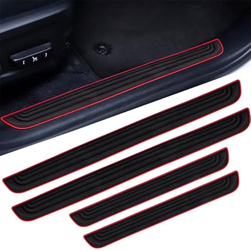 4X Gummi Auto Tür Scuff Plate Schweller Abdeckung Panel Step Protector Guards Universal (Rot) von Mounteps