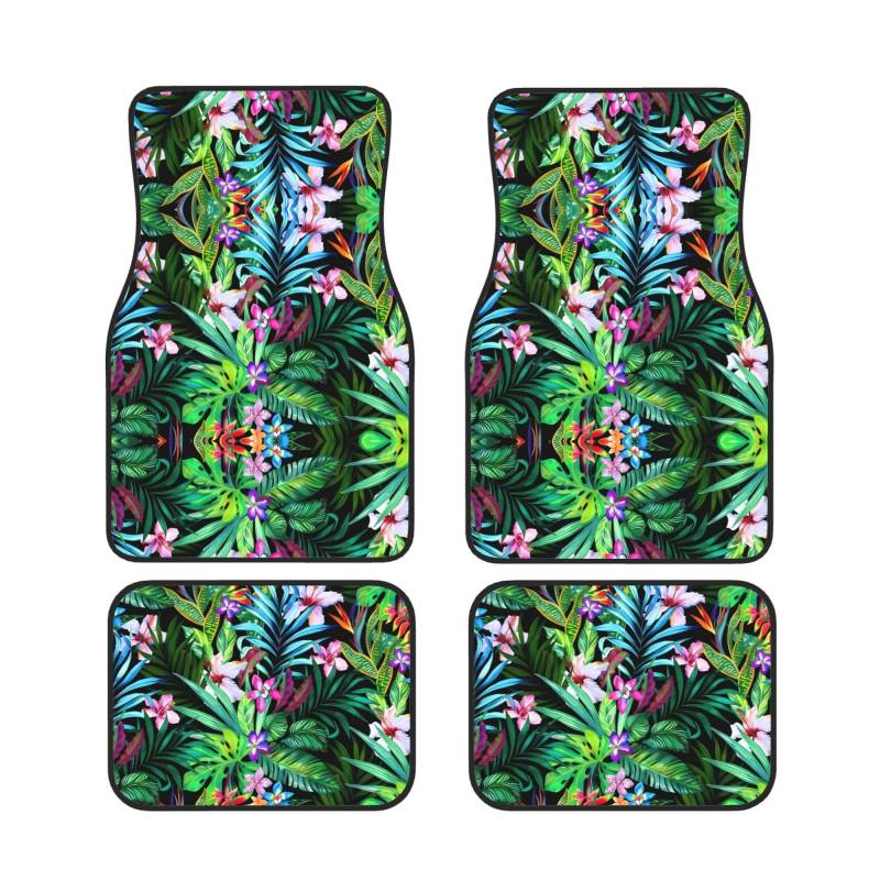 Farbenfrohes tropisches Blatt-Automatten-Set, langlebiges und individuelles Fußmatten für Autos, universelles Automatten-Set, schützende Auto-Fußmatten von Mouxiugei