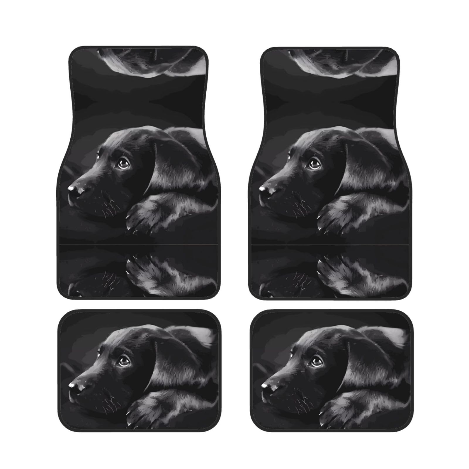 Schwarze Labrador-Welpe, stilvolles Automatten, komplettes Set, langlebige und individuelle Fußmatten für Autos, universelles Automatten-Set, schützende Auto-Fußmatten von Mouxiugei