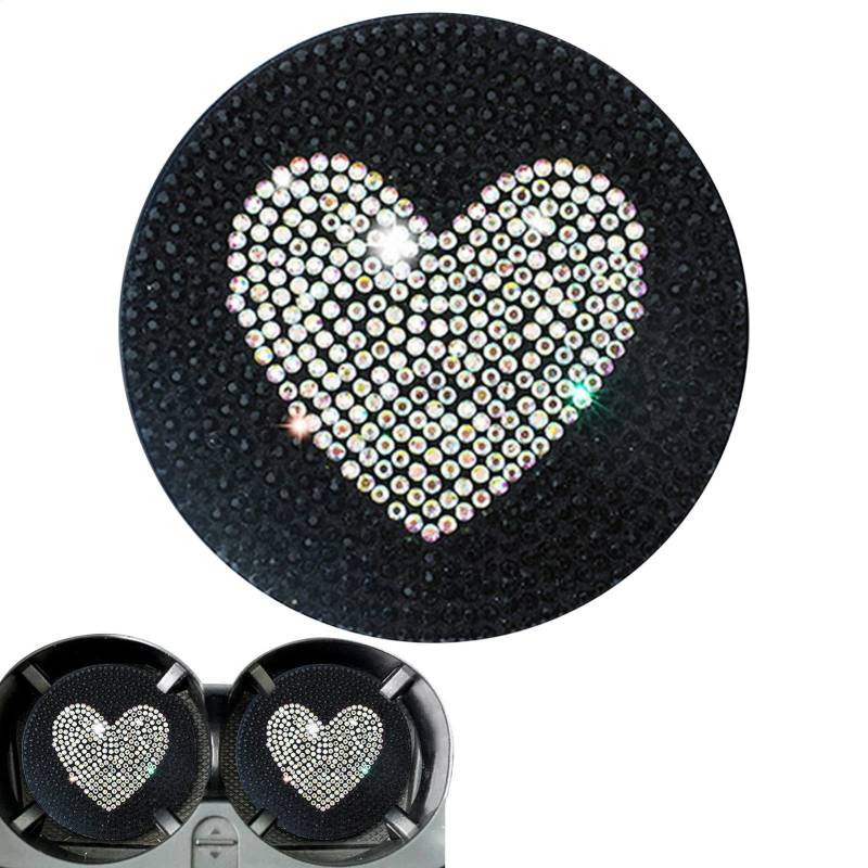 Bling CAR Cup HADER SASTERS, CAR Cup COSTERS - PVC Halter einfügen Auto Coasters Cup Matten,Schwarzes Bling -Auto -Innenzubehör, Cupeholder -Kissen für Zuhause, Büros, Küche von Moxeupon