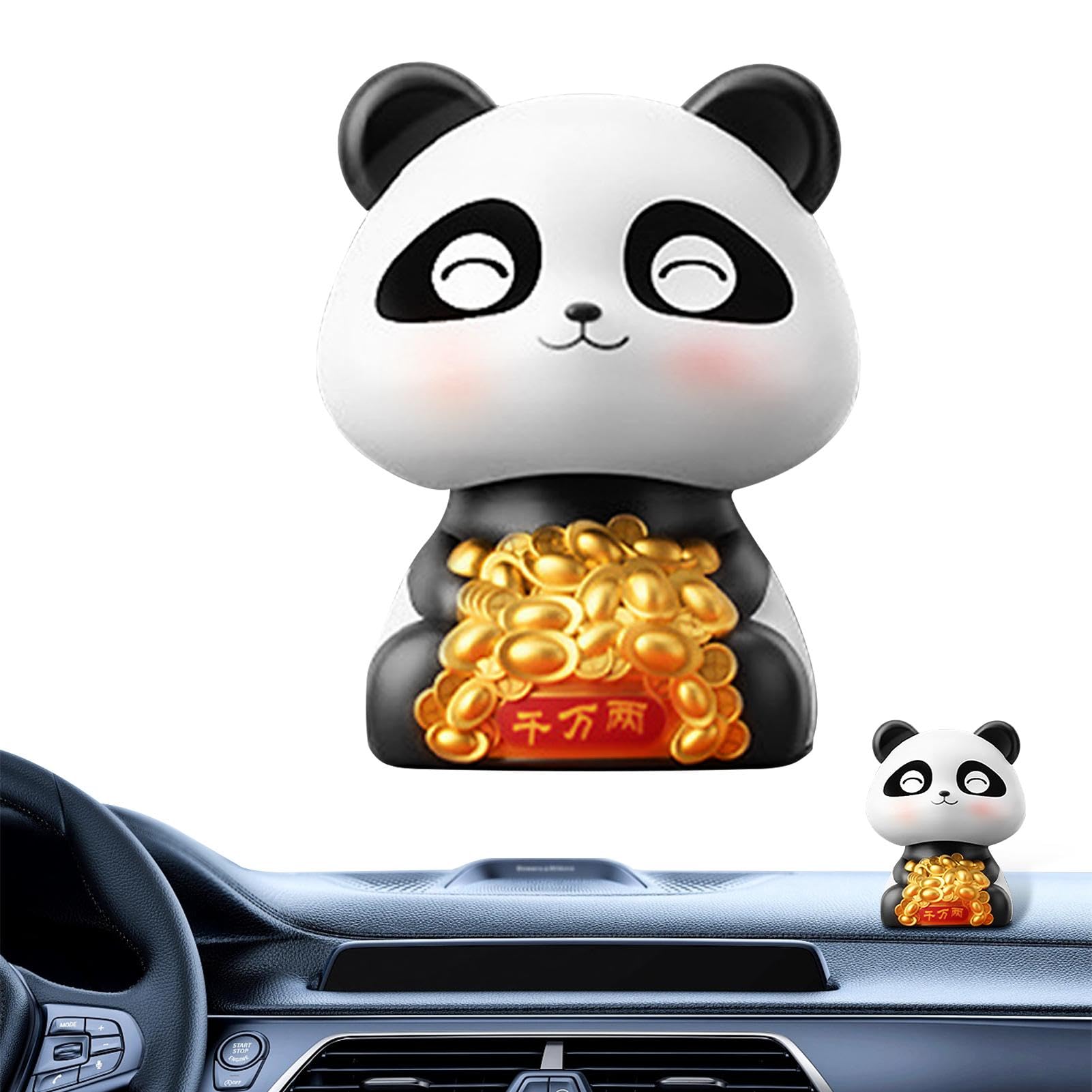 Moxeupon Auto-Armaturenbrett-Dekorationen Panda,Panda-Auto-Armaturenbrett-Dekor - Panda-Armaturenbrett-Figuren,Modische Glücks-Panda-Figuren, Solarenergie, schüttelnder Kopf, Panda, von Moxeupon