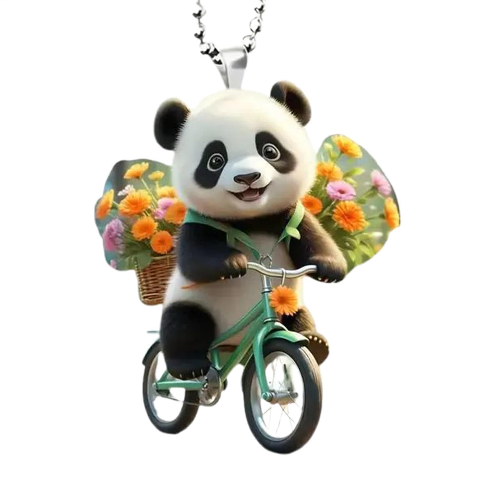 Panda-Auto-Ornament, Panda-Rückansicht-Ornament,Acryl-Panda-Aufhänger-Dekoration - Niedliche Auto-Rückspiegel-Dekoration für Tisch, Zuhause, Rucksack-Ausstellung von Moxeupon