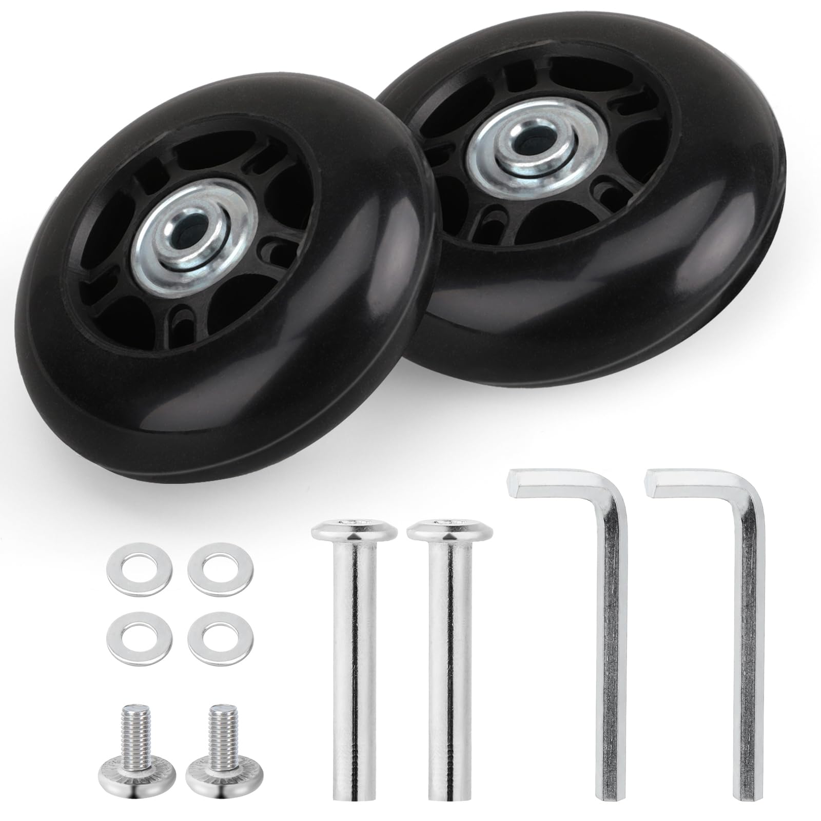 2 Stück Ersatzrollen Trolley Kofferrollen Rollen Mit Kugellager Hochelastisch Geräuscharm Kofferrollen Ersatzrollen Trolley Wheels Replacement Für Koffer Gepäck Trolley(70mm X 24mm) von Mozeat Lens