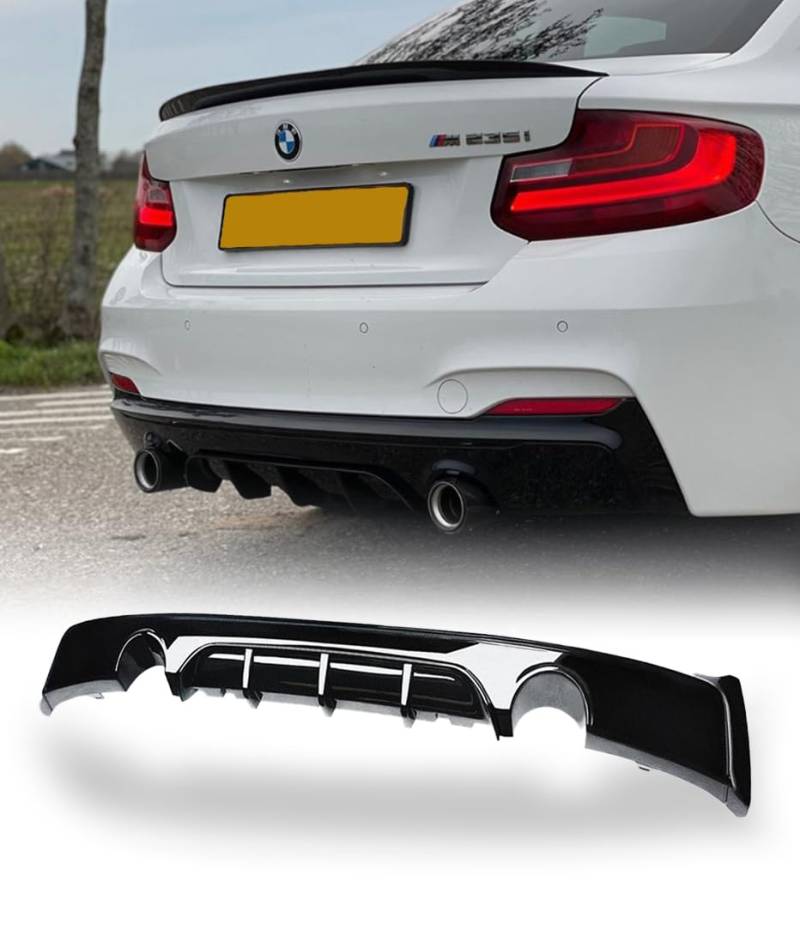 MpTuned Glänzender schwarzer Diffusor für 2er-Serie F22 M Sport 2014–2021 235i 240i untere hintere Stoßstange Lippe Spoiler von MpTuned