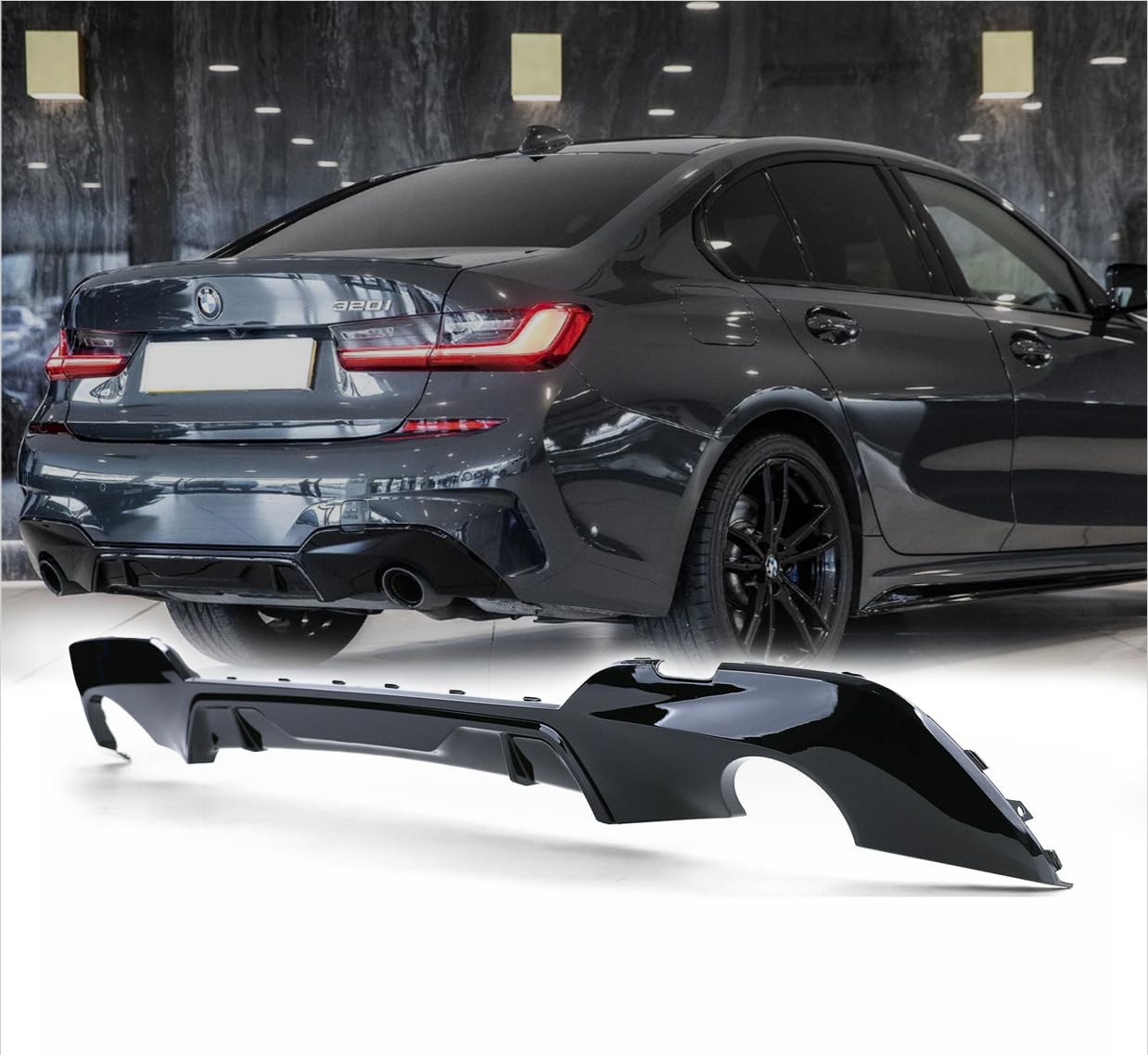 MpTuned G20 G21 Diffusor Schwarz glänzend für 3er 320i 320d 330i 330d 2019 2020 2021 M Sport von MpTuned