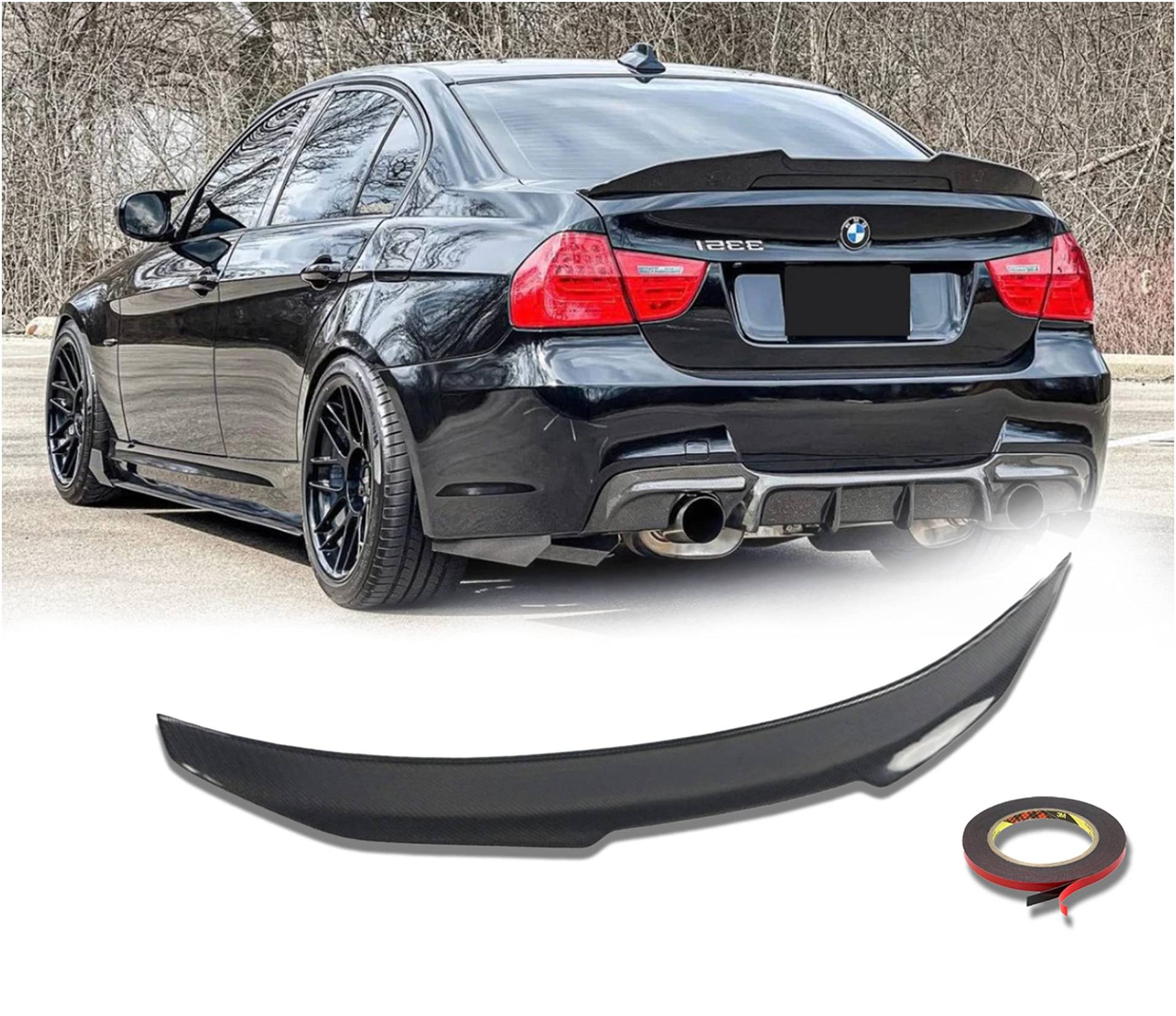 MpTuned BMW E90 PSM Stil Heckspoiler Carbon Optik für 3er 2004-2013 Limousine 4 Türer 318i 320i 330i 340i m340i 70D 320D 330D 340D M340D von MpTuned