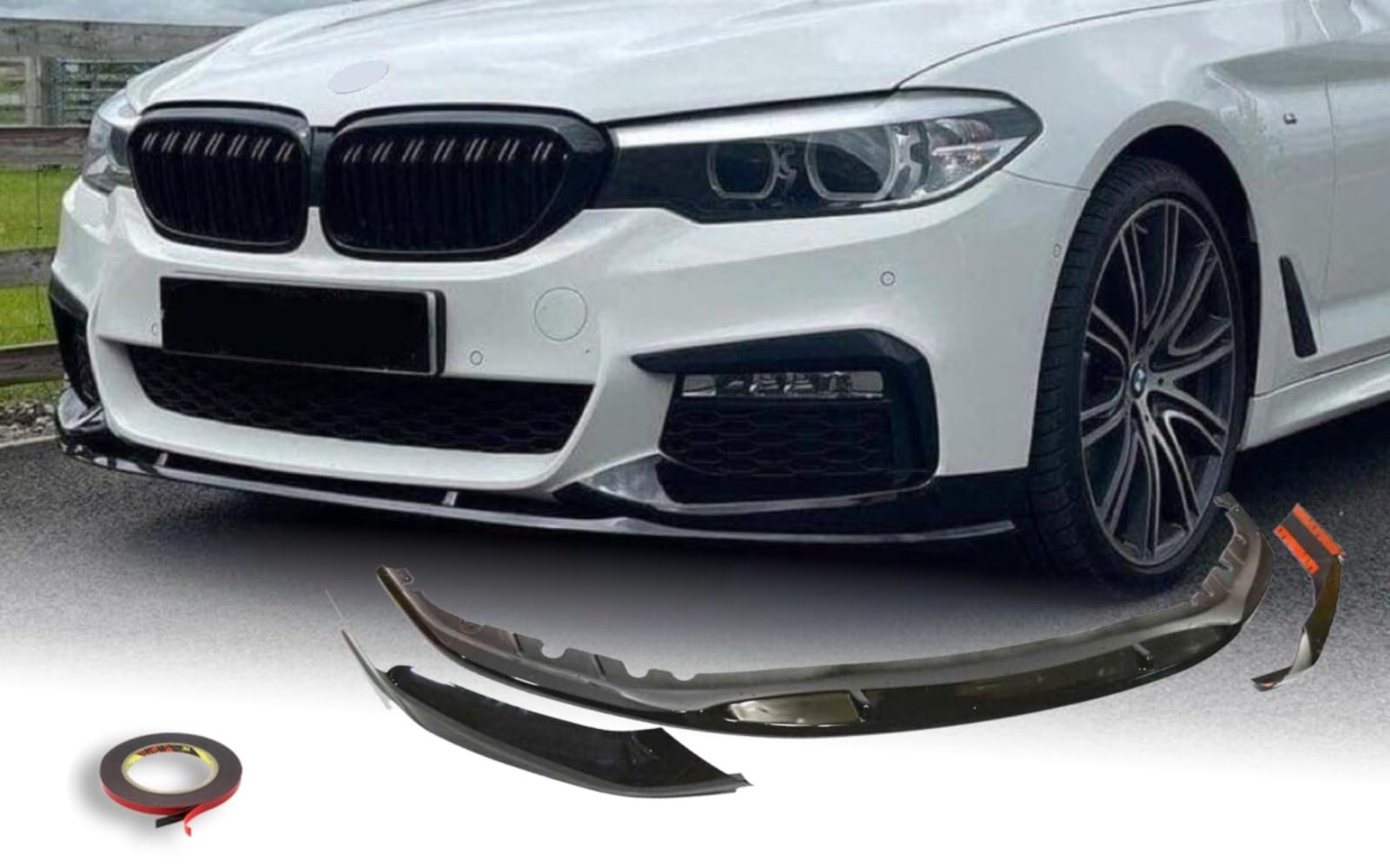 MpTuned G30 G31 Frontstoßstange Schwarz glänzend Spoilerlippe kompatibel mit BMW 5er 2017-2020 518i 520i 530i 540i m550i 518d 520d 530d 540d von MpTuned