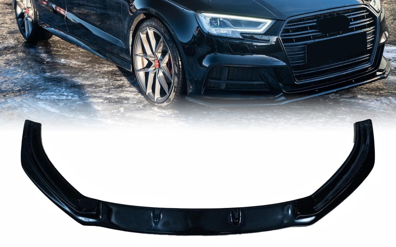 Mptuned Frontstoßstangenlippe Spoiler Splitter Kompatibel mit Audi A3 8V Facelift 2016-2020 | ABT-Stil, Sportliches Design, Glänzende Oberfläche, Einfache Montage von MpTuned