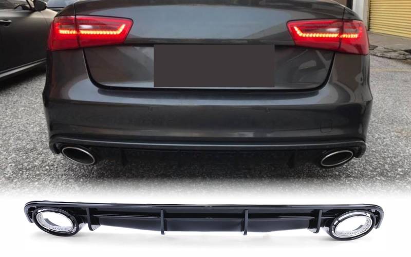 Mptuned Heckdiffusor Heckstoßstange kompatibel mit Audi A6 C7 Facelift 2014-2018, Heckdiffusor, Haifischflosse Diffusor, Karosserie modifiziertes Zubehör von MpTuned